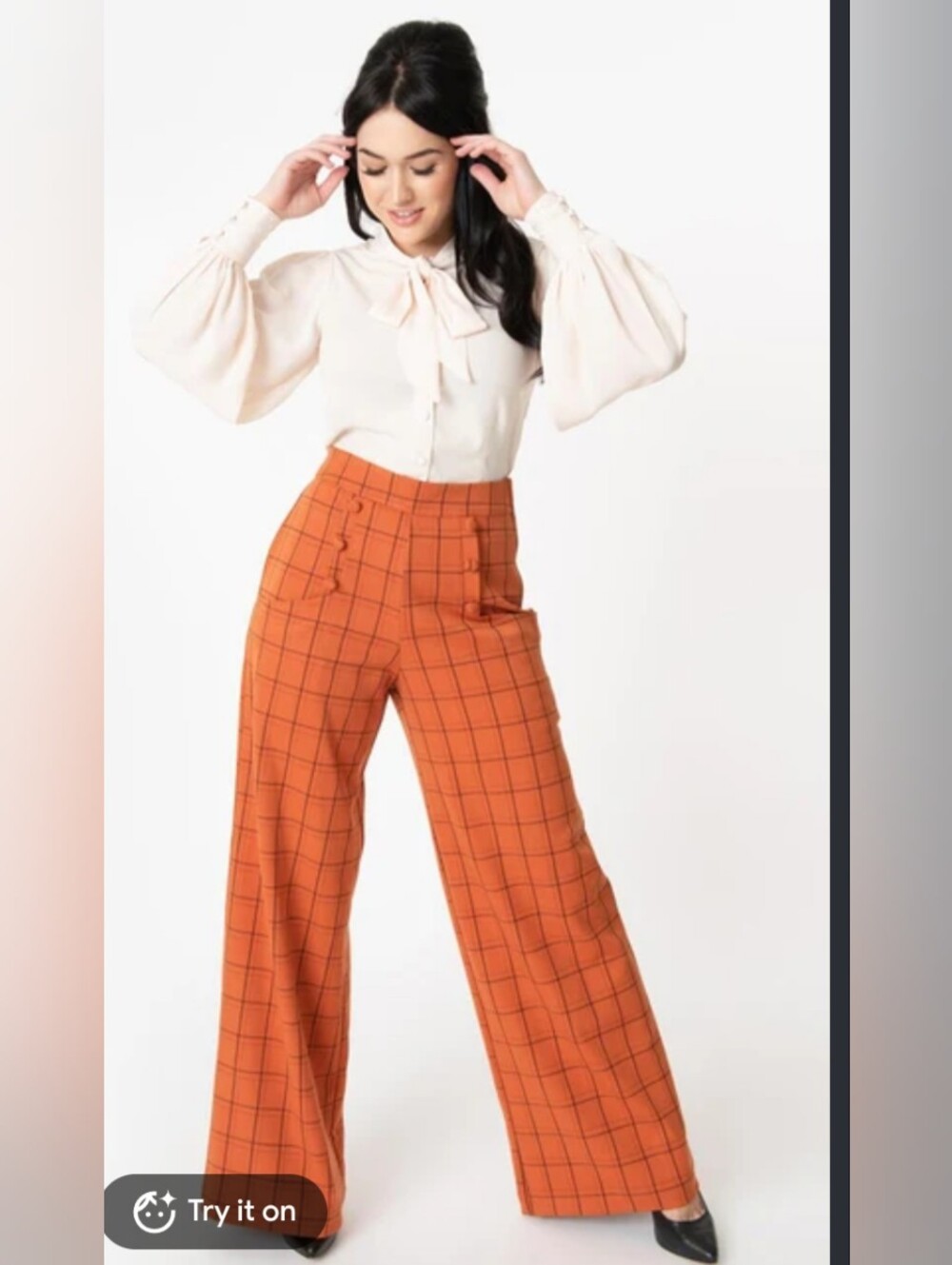Wide-Leg Trousers in Burnt Orange Size 16